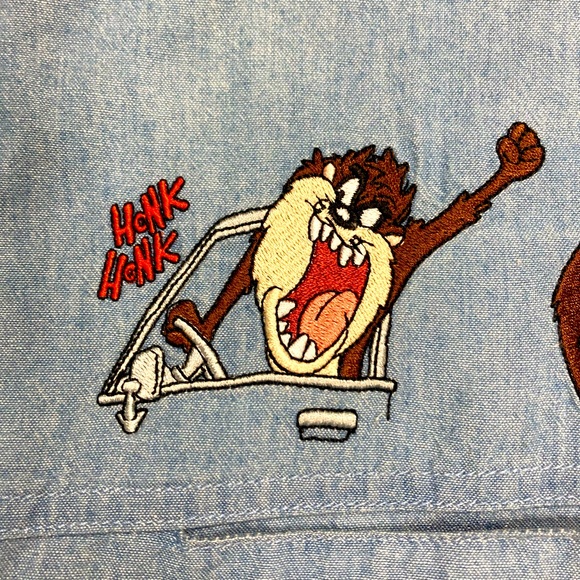 Warner Brothers Tasmanian Devil Shirt XXL blue chambray - Picture 4 of 9